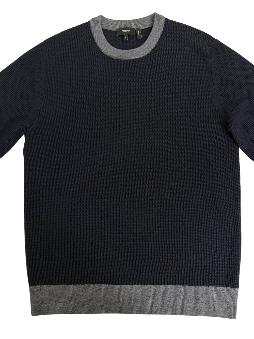 Theory Dark Navy Gray Crewneck Sweater Men’s Large NWOT